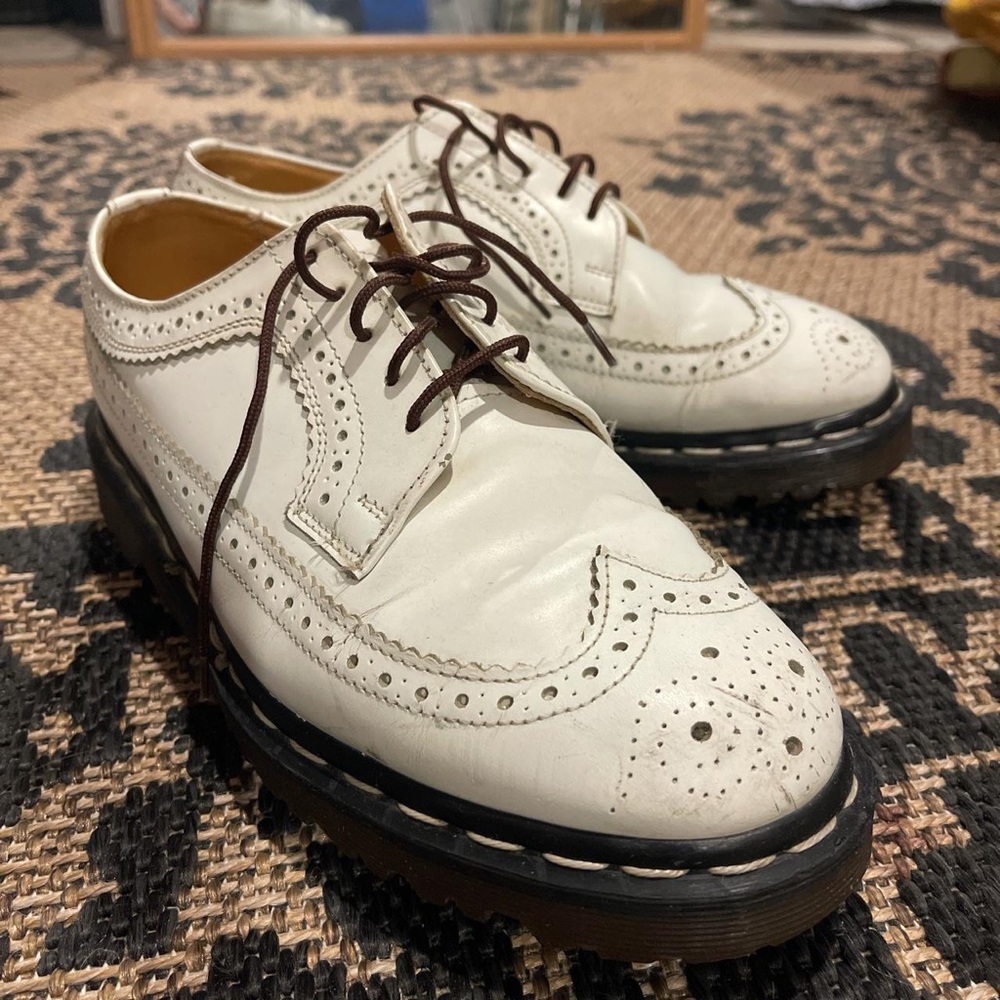 Dr Martens Vintage White Brogue shoes, Made In England